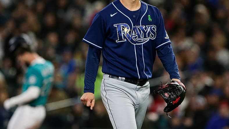 May 6, 2022; Seattle, Washington, USA; Tampa Bay Rays starting pitcher Matt Wisler (37) walks off the field after giving up two runs to the Seattle Mariners during the first inning at T-Mobile Park. Mandatory Credit: Lindsey Wasson-USA TODAY Sports
