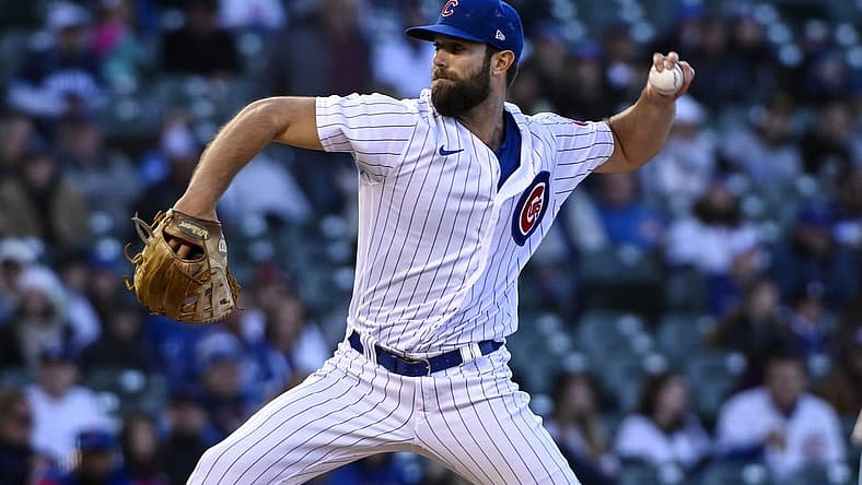 May 7, 2022; Chicago, Illinois, USA; Chicago Cubs starting pitcher Daniel Norris (49) delivers against the Los Angeles Dodgers during the first inning at Wrigley Field. Mandatory Credit: Matt Marton-USA TODAY Sports