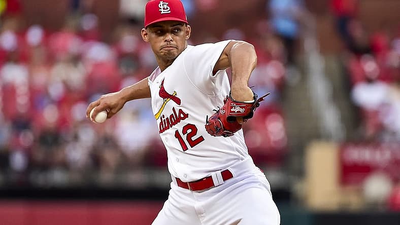 May 13, 2022; St. Louis, Missouri, USA; St. Louis Cardinals starting pitcher Jordan Hicks (12) pitches against the San Francisco Giants during the first inning at Busch Stadium. Mandatory Credit: Jeff Curry-USA TODAY Sports
