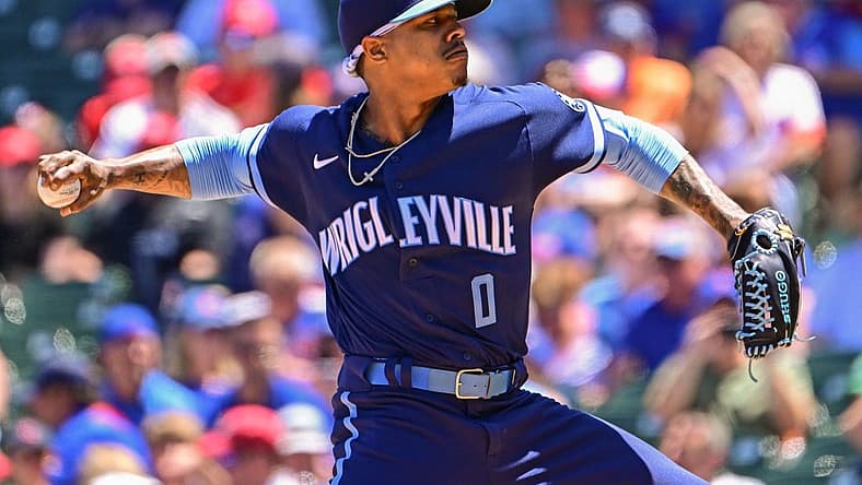 Jun 3, 2022; Chicago, Illinois, USA; Chicago Cubs starting pitcher Marcus Stroman (0) delivers the baseball in the first inning against the St. Louis Cardinals at Wrigley Field. Mandatory Credit: Quinn Harris-USA TODAY Sports