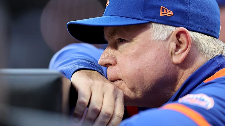 Jun 16, 2022; New York City, New York, USA; New York Mets manager Buck Showalter (11) watches from the dugout during the first inning against the Milwaukee Brewers at Citi Field. Mandatory Credit: Brad Penner-USA TODAY Sports