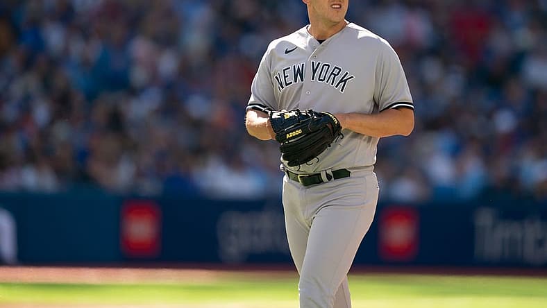 Jun 18, 2022; Toronto, Ontario, CAN; New York Yankees starting pitcher Jameson Taillon (50) walks towards the dugout after being relieved against the Toronto Blue Jays during the sixth inning at Rogers Centre. Mandatory Credit: Nick Turchiaro-USA TODAY Sports