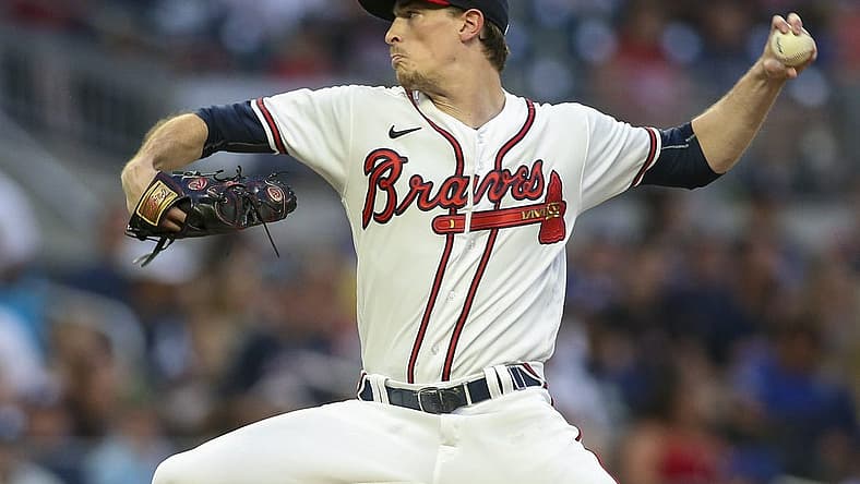 Jun 25, 2022; Atlanta, Georgia, USA; Atlanta Braves starting pitcher Max Fried (54) throws against the Los Angeles Dodgers in the fourth inning at Truist Park. Mandatory Credit: Brett Davis-USA TODAY Sports