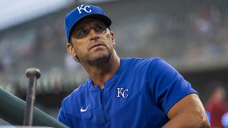Jul 1, 2022; Detroit, Michigan, USA; Kansas City Royals manager Mike Matheny looks into the stands during the first inning against the Detroit Tigers at Comerica Park. Mandatory Credit: Raj Mehta-USA TODAY Sports