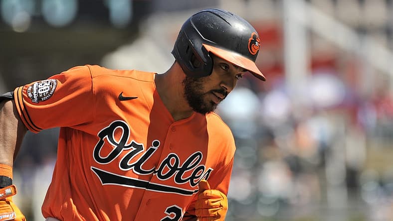 Jul 2, 2022; Minneapolis, Minnesota, USA; Baltimore Orioles left fielder Anthony Santander (25) rounds the bases after hitting a home run off Minnesota Twins starting pitcher Sonny Gray (not pictured) during the third inning at Target Field. Mandatory Credit: Jeffrey Becker-USA TODAY Sports