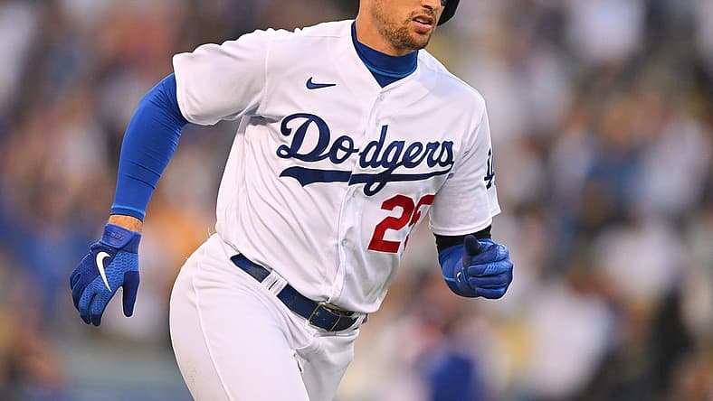 Jul 4, 2022; Los Angeles, California, USA; Los Angeles Dodgers right fielder Trayce Thompson (25) rounds the bases on a three-run home run in the fifth inning against the Colorado Rockies at Dodger Stadium. Mandatory Credit: Jayne Kamin-Oncea-USA TODAY Sports