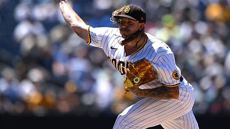 Jul 5, 2022; San Diego, California, USA; San Diego Padres starting pitcher Mike Clevinger (52) throws a pitch against the Seattle Mariners during the sixth inning at Petco Park. Mandatory Credit: Orlando Ramirez-USA TODAY Sports