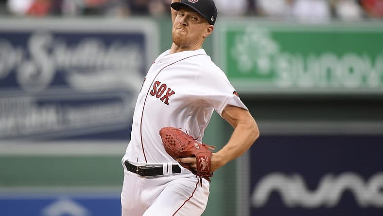 Jul 5, 2022; Boston, Massachusetts, USA; Boston Red Sox starting pitcher Nick Pivetta (37) pitches during the first inning against the Tampa Bay Rays at Fenway Park. Mandatory Credit: Bob DeChiara-USA TODAY Sports