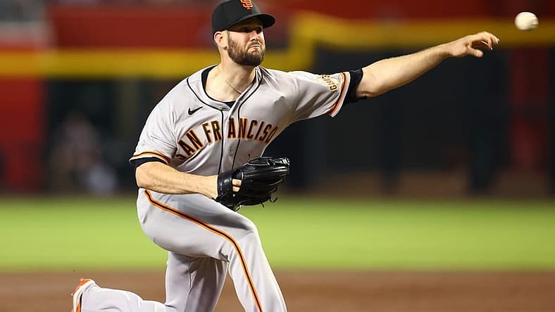Jul 5, 2022; Phoenix, Arizona, USA; San Francisco Giants pitcher Alex Wood in the third inning against the Arizona Diamondbacks at Chase Field. Mandatory Credit: Mark J. Rebilas-USA TODAY Sports