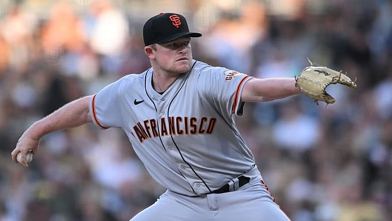 Jul 7, 2022; San Diego, California, USA; San Francisco Giants starting pitcher Logan Webb (62) throws a pitch against the San Diego Padres during the first inning at Petco Park. Mandatory Credit: Orlando Ramirez-USA TODAY Sports