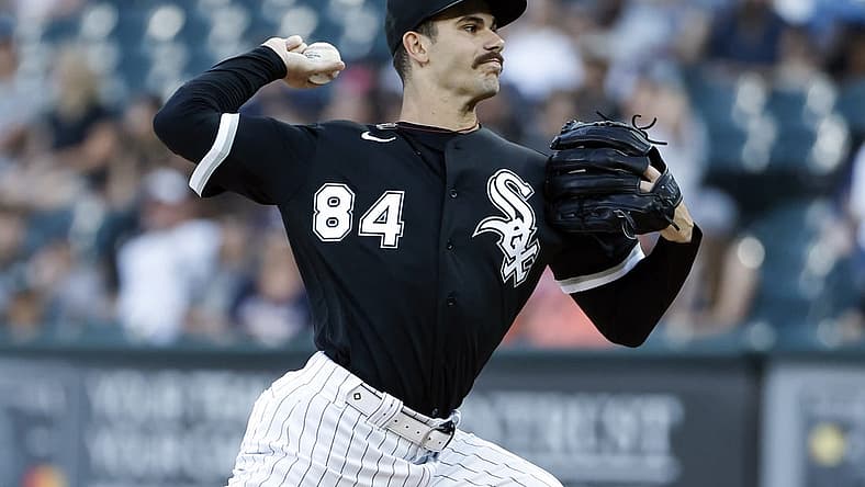 Jul 7, 2022; Chicago, Illinois, USA; Chicago White Sox starting pitcher Dylan Cease (84) delivers against the Detroit Tigers during the first inning at Guaranteed Rate Field. Mandatory Credit: Kamil Krzaczynski-USA TODAY Sports