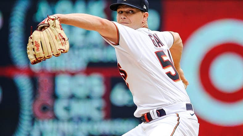 Jul 2, 2022; Minneapolis, Minnesota, USA; Minnesota Twins starting pitcher Sonny Gray (54) in action against the Baltimore Orioles at Target Field. Mandatory Credit: Jeffrey Becker-USA TODAY Sports