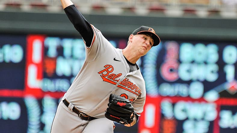 Jul 3, 2022; Minneapolis, Minnesota, USA; Baltimore Orioles starting pitcher Tyler Wells (68) in action against the Minnesota Twins at Target Field. Mandatory Credit: Jeffrey Becker-USA TODAY Sports