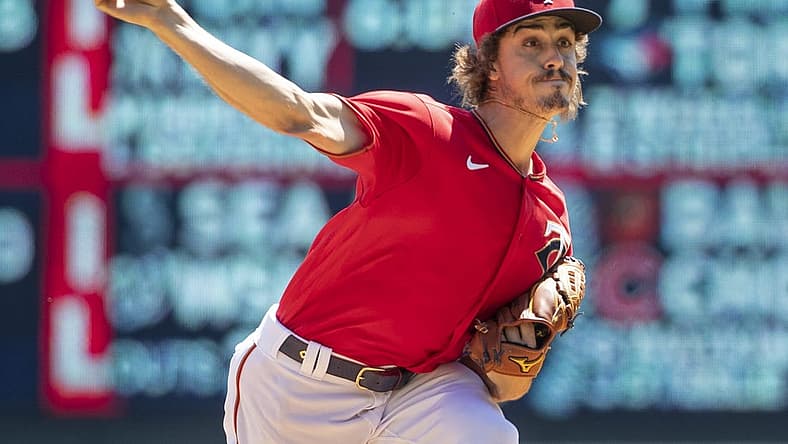 Jul 13, 2022; Minneapolis, Minnesota, USA; Minnesota Twins starting pitcher Joe Ryan (41) throws to the Milwaukee Brewers in the first inning at Target Field. Mandatory Credit: Bruce Kluckhohn-USA TODAY Sports