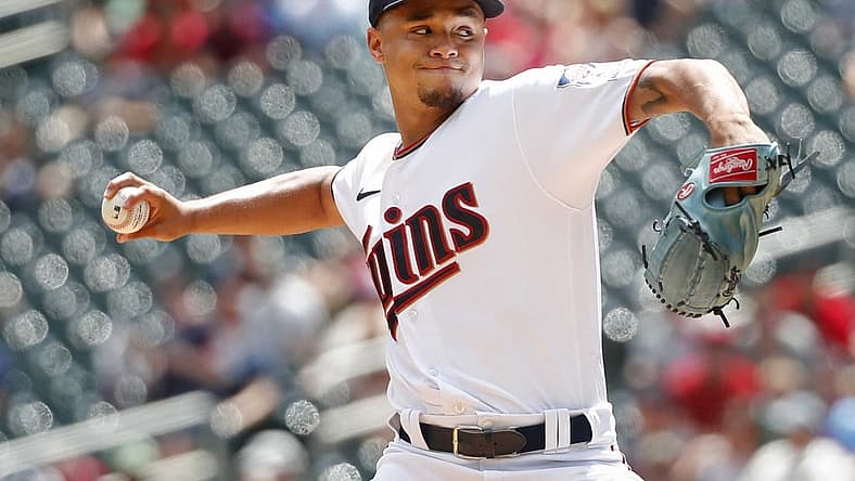Jul 17, 2022; Minneapolis, Minnesota, USA; Minnesota Twins starting pitcher Chris Archer (17) throws to the Chicago White Sox in the first inning at Target Field. Mandatory Credit: Bruce Kluckhohn-USA TODAY Sports