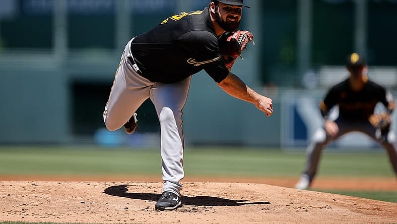 Jul 17, 2022; Denver, Colorado, USA; Pittsburgh Pirates starting pitcher Bryse Wilson (32) pitches in the first inning against the Colorado Rockies at Coors Field. Mandatory Credit: Isaiah J. Downing-USA TODAY Sports