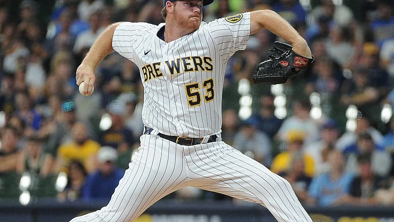 Jul 23, 2022; Milwaukee, Wisconsin, USA; Milwaukee Brewers starting pitcher Brandon Woodruff (53) delivers against the Colorado Rockies in the first inning at American Family Field. Mandatory Credit: Michael McLoone-USA TODAY Sports