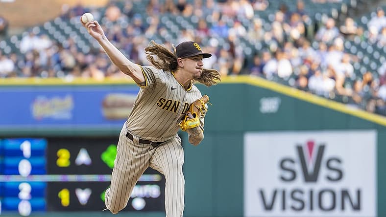 Jul 26, 2022; Detroit, Michigan, USA; San Diego Padres starting pitcher Mike Clevinger (52) pitches during the first inning against the Detroit Tigers at Comerica Park. Mandatory Credit: Raj Mehta-USA TODAY Sports