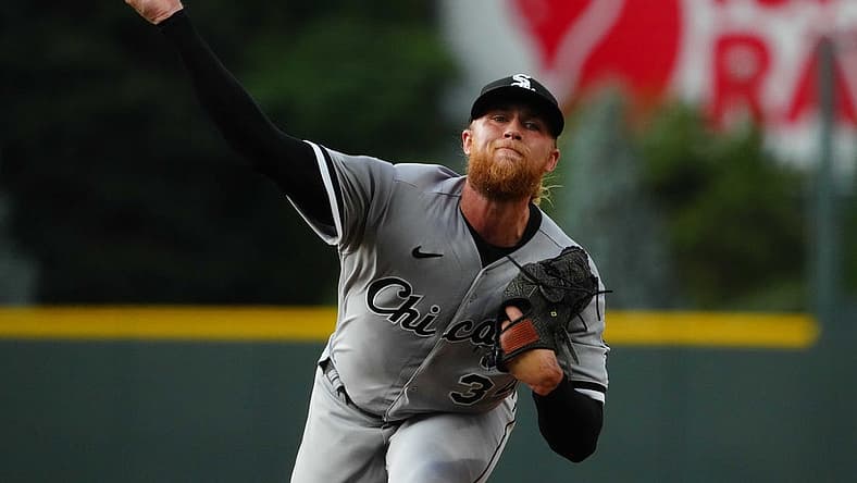 Jul 26, 2022; Denver, Colorado, USA; Chicago White Sox starting pitcher Michael Kopech (34) delivers a pitch in the first inning against the against the Colorado Rockies at Coors Field. Mandatory Credit: Ron Chenoy-USA TODAY Sports
