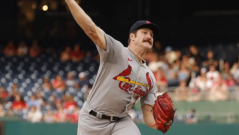 Jul 29, 2022; Washington, District of Columbia, USA; St. Louis Cardinals starting pitcher Miles Mikolas (39) pitches against the Washington Nationals during the first inning at Nationals Park. Mandatory Credit: Geoff Burke-USA TODAY Sports