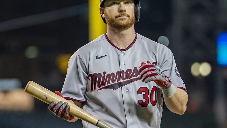May 31, 2022; Detroit, Michigan, USA; Minnesota Twins left fielder Kyle Garlick (30) walks back to the dugout after an at bat during the ninth inning against the Detroit Tigers at Comerica Park. Mandatory Credit: Raj Mehta-USA TODAY Sports