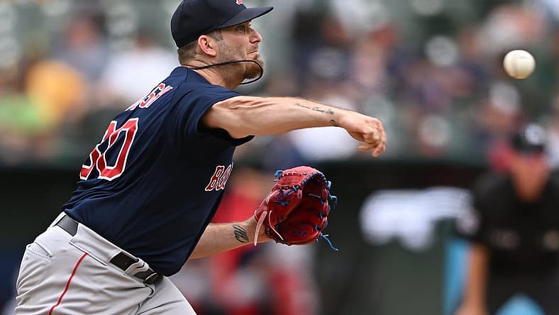 Jun 5, 2022; Oakland, California, USA; Boston Red Sox relief pitcher Tyler Danish (60) throws a pitch against the Oakland Athletics during the eighth inning at RingCentral Coliseum. Mandatory Credit: Robert Edwards-USA TODAY Sport