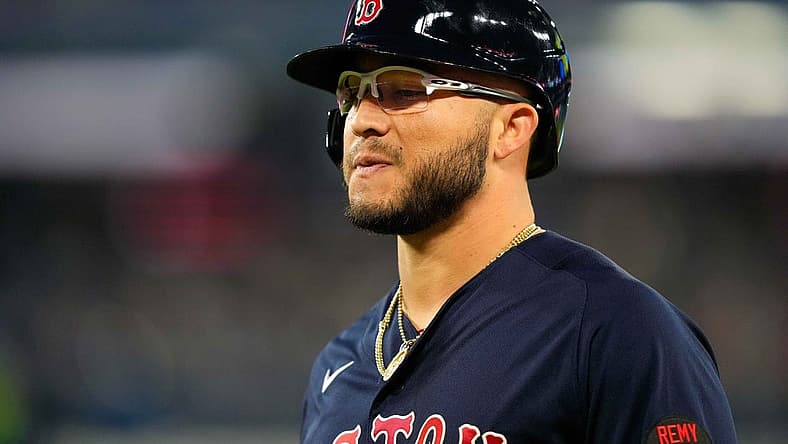Jun 29, 2022; Toronto, Ontario, CAN; Boston Red Sox third baseman Yolmer Sanchez (47) looks on against the Toronto Blue Jays at Rogers Centre. Mandatory Credit: Kevin Sousa-USA TODAY Sports