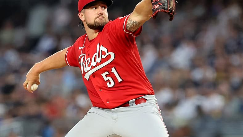 Jul 12, 2022; Bronx, New York, USA; Cincinnati Reds starting pitcher Graham Ashcraft (51) pitches against the New York Yankees during the first inning at Yankee Stadium. Mandatory Credit: Brad Penner-USA TODAY Sports