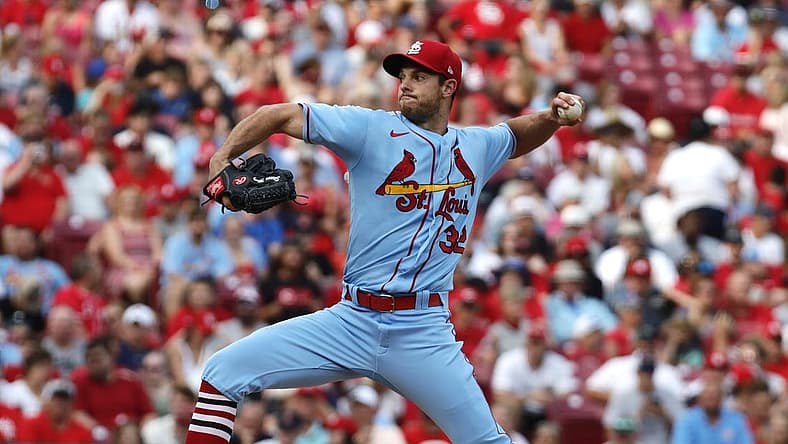 Jul 23, 2022; Cincinnati, Ohio, USA; St. Louis Cardinals starting pitcher Steven Matz (32) throws a pitch against the Cincinnati Reds during the first inning at Great American Ball Park. Mandatory Credit: David Kohl-USA TODAY Sports