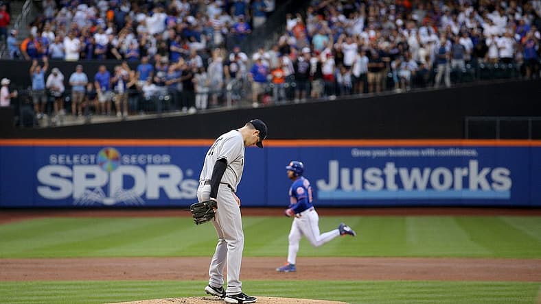 Jul 26, 2022; New York City, New York, USA; New York Mets third baseman Eduardo Escobar (10) rounds the bases after hitting a two run home run against New York Yankees starting pitcher Jordan Montgomery (47) during the first inning at Citi Field. Mandatory Credit: Brad Penner-USA TODAY Sports