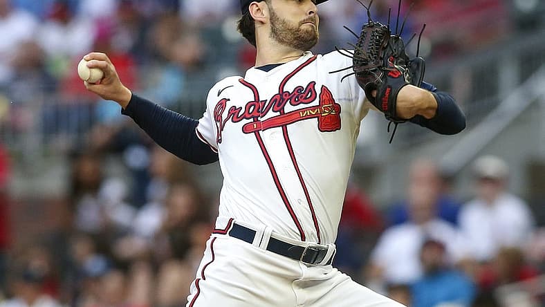 Jul 30, 2022; Atlanta, Georgia, USA; Atlanta Braves starting pitcher Ian Anderson (36) throws against the Arizona Diamondbacks in the first inning at Truist Park. Mandatory Credit: Brett Davis-USA TODAY Sports