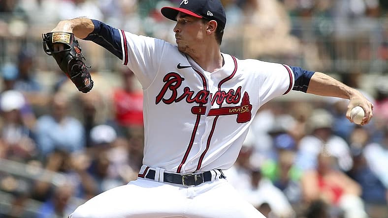 Jul 31, 2022; Atlanta, Georgia, USA; Atlanta Braves starting pitcher Max Fried (54) throws against the Arizona Diamondbacks in the first inning at Truist Park. Mandatory Credit: Brett Davis-USA TODAY Sports