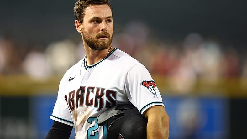 Jul 5, 2022; Phoenix, Arizona, USA; Arizona Diamondbacks outfielder Cooper Hummel against the San Francisco Giants at Chase Field. Mandatory Credit: Mark J. Rebilas-USA TODAY Sports