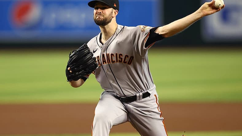 Jul 5, 2022; Phoenix, Arizona, USA; San Francisco Giants pitcher Alex Wood against the Arizona Diamondbacks at Chase Field. Mandatory Credit: Mark J. Rebilas-USA TODAY Sports