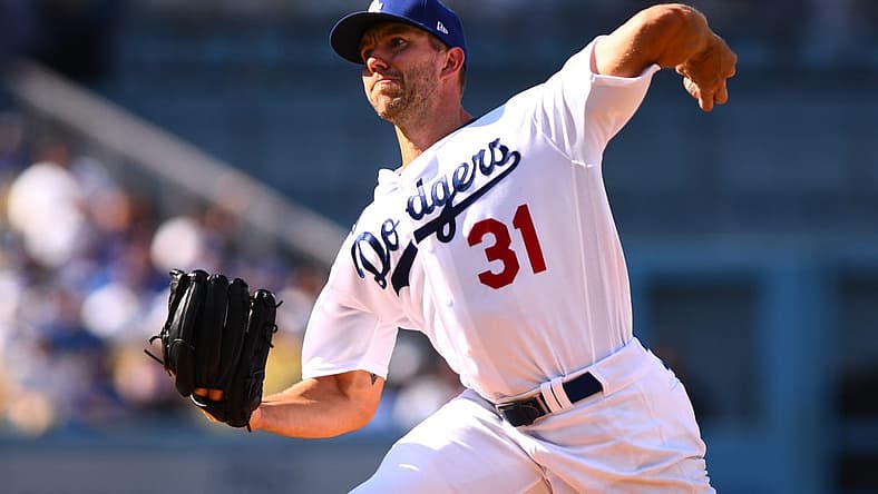 Aug 7, 2022; Los Angeles, California, USA; Los Angeles Dodgers starting pitcher Tyler Anderson (31) throws a pitch against the San Diego Padres during second inning at Dodger Stadium. Mandatory Credit: Jonathan Hui-USA TODAY Sports