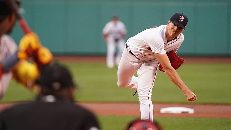 Aug 10, 2022; Boston, Massachusetts, USA; Boston Red Sox starting pitcher Nick Pivetta (37) throws a pitch against the Atlanta Braves in the first inning at Fenway Park. Mandatory Credit: David Butler II-USA TODAY Sports