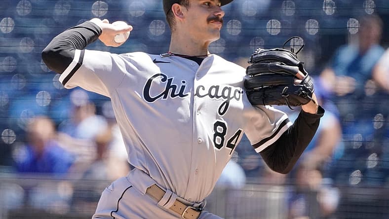 Aug 11, 2022; Kansas City, Missouri, USA; Chicago White Sox starting pitcher Dylan Cease (84) delivers a pitch against the Kansas City Royals in the first inning at Kauffman Stadium. Mandatory Credit: Denny Medley-USA TODAY Sports