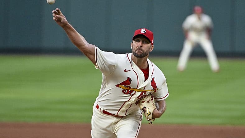 Aug 13, 2022; St. Louis, Missouri, USA; St. Louis Cardinals starting pitcher Adam Wainwright (50) pitches against the Milwaukee Brewers during the fourth inning at Busch Stadium. Mandatory Credit: Jeff Curry-USA TODAY Sports