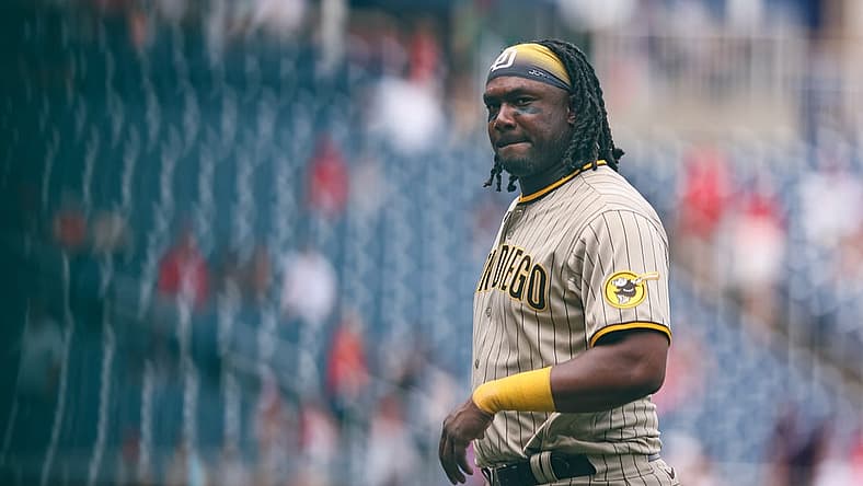 Aug 14, 2022; Washington, District of Columbia, USA; San Diego Padres first baseman Josh Bell (24) looks on against the Washington Nationals during the ninth inning at Nationals Park. Mandatory Credit: Scott Taetsch-USA TODAY Sports
