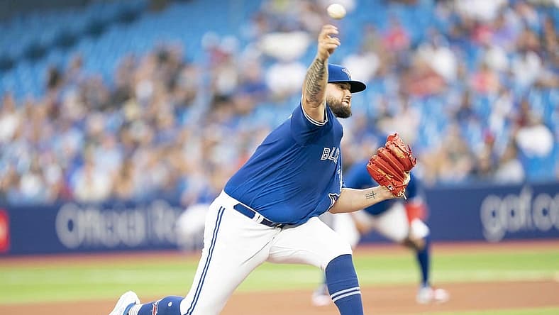 Aug 16, 2022; Toronto, Ontario, CAN; Toronto Blue Jays starting pitcher Alek Manoah (6) throws a pitch against the Baltimore Orioles during the first inning at Rogers Centre. Mandatory Credit: Nick Turchiaro-USA TODAY Sports