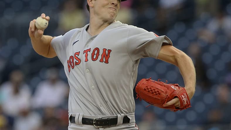 Aug 16, 2022; Pittsburgh, Pennsylvania, USA; Boston Red Sox starting pitcher Nick Pivetta (37) delivers a pitch against the Pittsburgh Pirates during the first inning at PNC Park. Mandatory Credit: Charles LeClaire-USA TODAY Sports