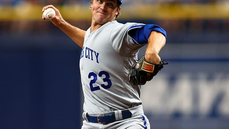 Aug 21, 2022; St. Petersburg, Florida, USA; Kansas City Royals starting pitcher Zack Greinke (23) throws a pitch against the Tampa Bay Rays in the second inning at Tropicana Field. Mandatory Credit: Nathan Ray Seebeck-USA TODAY Sports
