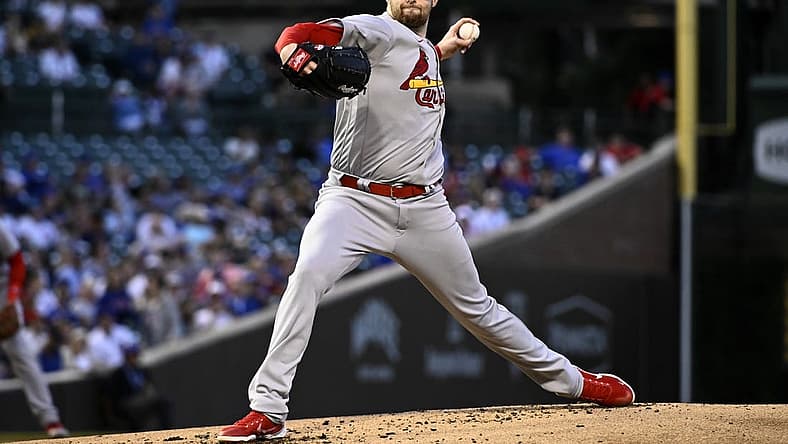 Aug 22, 2022; Chicago, Illinois, USA; St. Louis Cardinals starting pitcher Jordan Montgomery (48) delivers against the Chicago Cubs during the first inning at Wrigley Field. Mandatory Credit: Matt Marton-USA TODAY Sports