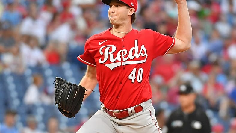 Aug 23, 2022; Philadelphia, Pennsylvania, USA; Cincinnati Reds starting pitcher Nick Lodolo (40) throws a pitch against the Philadelphia Phillies during the first inning at Citizens Bank Park. Mandatory Credit: Eric Hartline-USA TODAY Sports