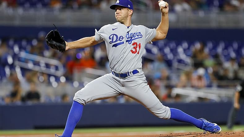 Aug 26, 2022; Miami, Florida, USA; Los Angeles Dodgers starting pitcher Tyler Anderson (31) delivers a pitch during the first inning against the Miami Marlins at loanDepot Park. Mandatory Credit: Sam Navarro-USA TODAY Sports