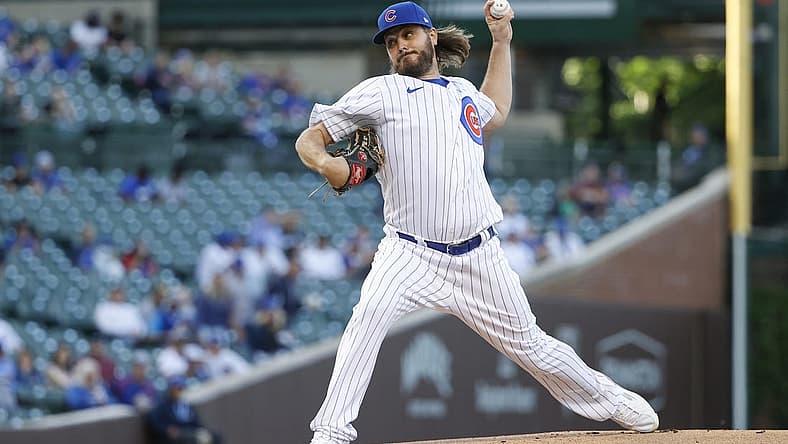 May 16, 2022; Chicago, Illinois, USA; Chicago Cubs starting pitcher Wade Miley (20) delivers against the Pittsburgh Pirates during the first inning at Wrigley Field. Mandatory Credit: Kamil Krzaczynski-USA TODAY Sports