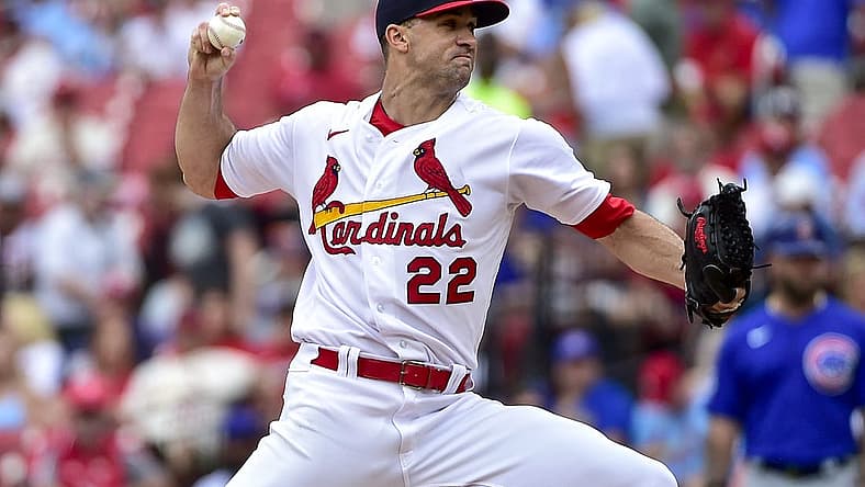 Jun 26, 2022; St. Louis, Missouri, USA; St. Louis Cardinals starting pitcher Jack Flaherty (22) pitches against the Chicago Cubs during the first inning at Busch Stadium. Mandatory Credit: Jeff Curry-USA TODAY Sports
