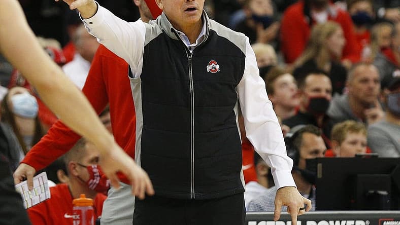 Ohio State Head Coach Chris Holtmann yells to his team during the OSU mens basketball game against Niagara in Columbus, Ohio, on Friday, Nov. 12, 2021.

Ags Ceb Osumb 1112 248 1
