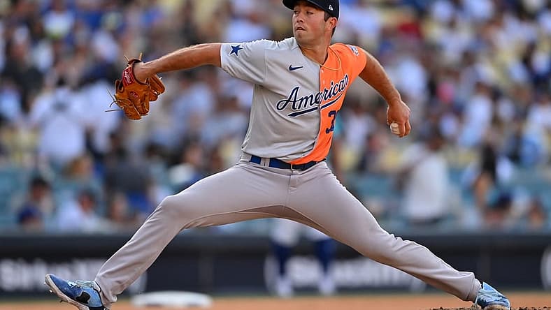 Jul 16, 2022; Los Angeles, CA, USA; American League Futures relief pitcher Ken Waldichuk (30) throws to the plate for the final out of the seventh inning of the All Star-Futures Game at Dodger Stadium. Mandatory Credit: Jayne Kamin-Oncea-USA TODAY Sports