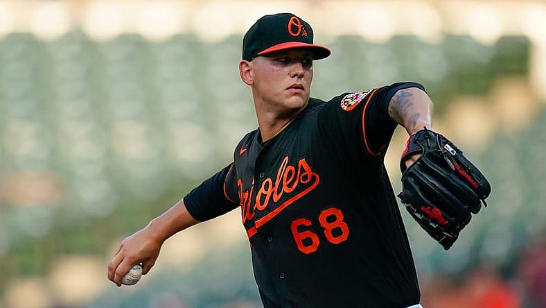 Jul 22, 2022; Baltimore, Maryland, USA; Baltimore Orioles starting pitcher Tyler Wells (68) throws a first inning pitch against the New York Yankees at Oriole Park at Camden Yards. Mandatory Credit: Tommy Gilligan-USA TODAY Sports